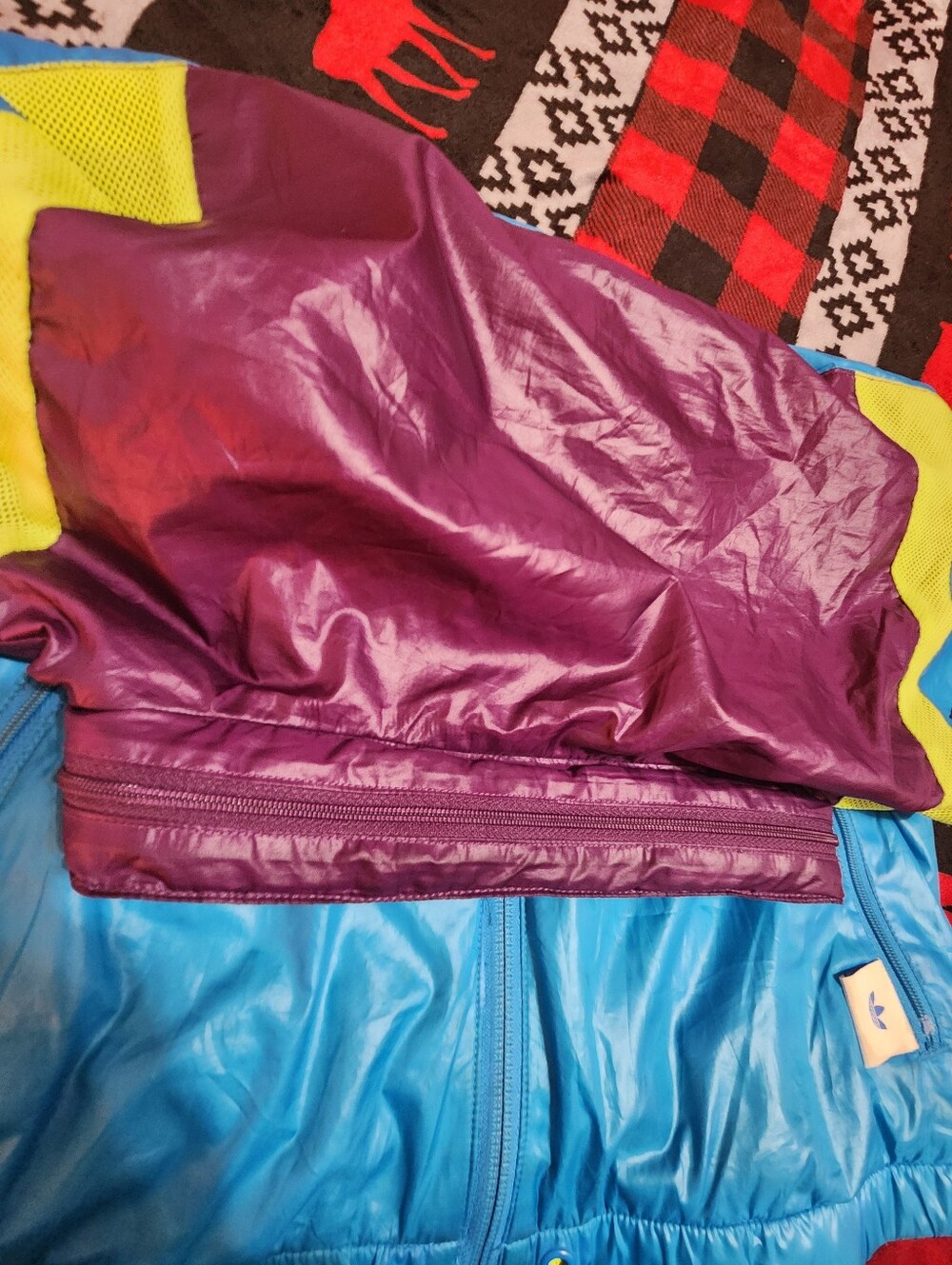 Y2K Adidas Originals Colorblock Windbreaker Jacket Mens M Burgundy Blue - Picture 16 of 16